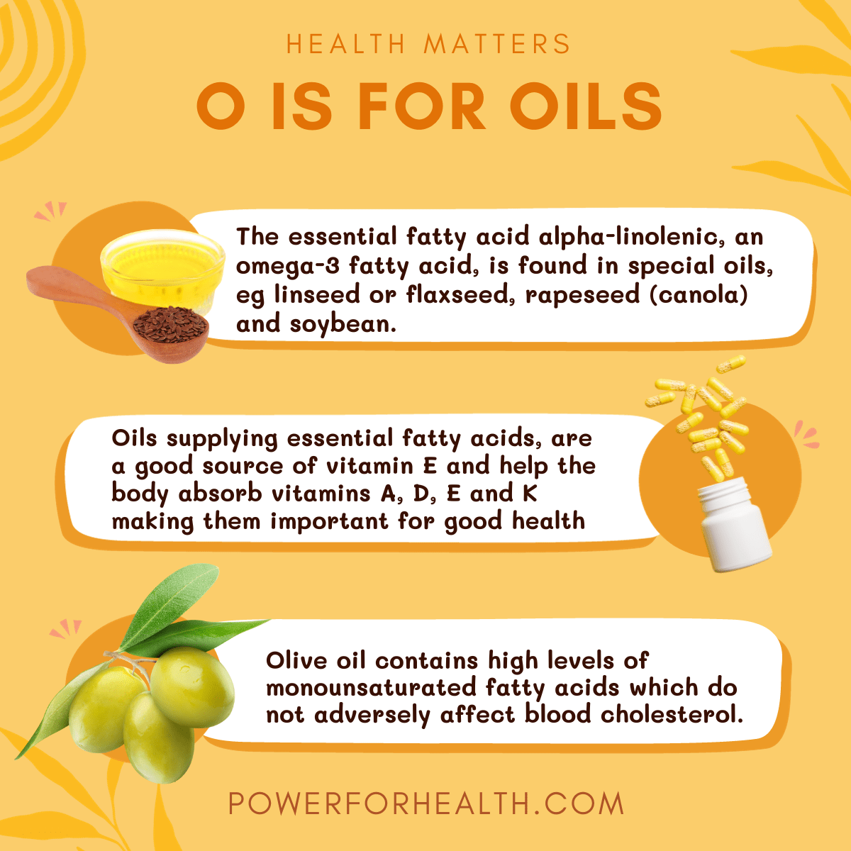 Health Matters An A to Z Guide to Good Health O is for Oils Power