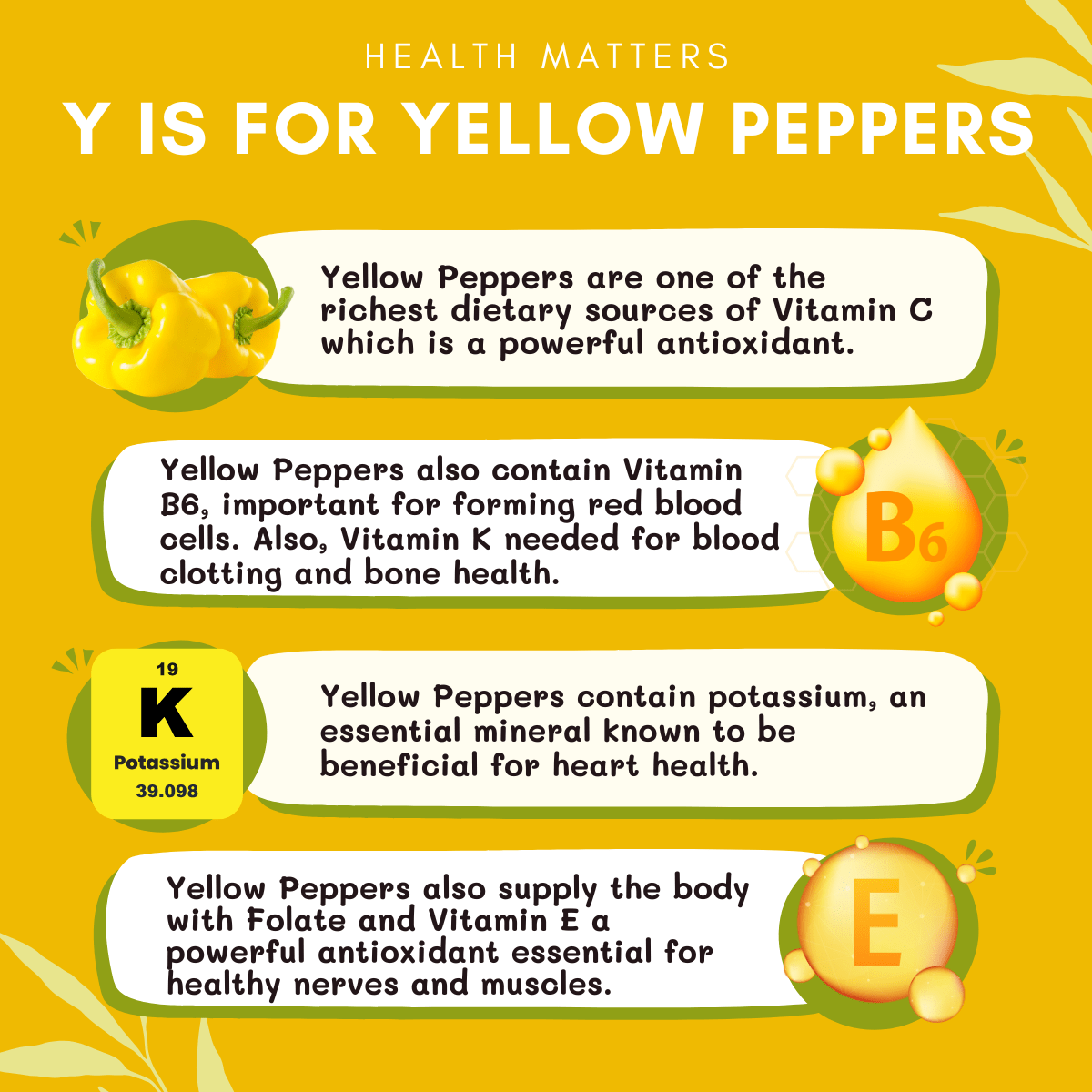 Y is for Yellow Peppers